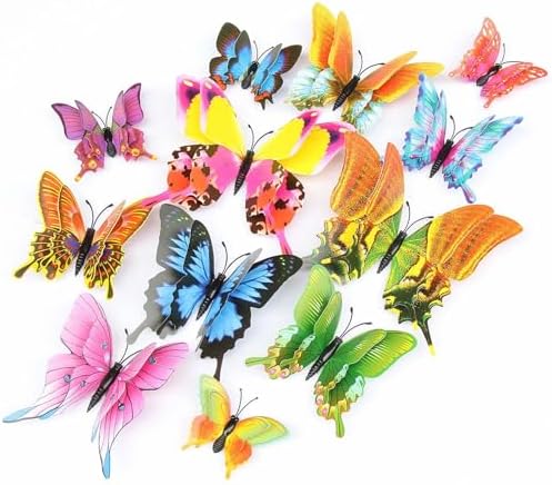 OPSEAM 3D Butterfly Wall Decor Butterfly Decorations Stickers with Magnets | 24 PCS Swallow,12 Styles Double Layer Butterfly for Classroom Decoration,Locker Refrigerator, Reusable,Waterproof