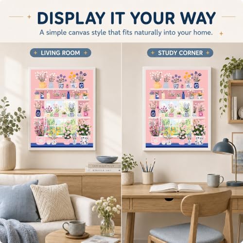 AuraDraw Flowers Paint by Numbers Kit for Adults Beginner, Flower Paint by Number Kits for Adults Canvas, Painting by Numbers Adult for Home Wall Decor(16x20inch)