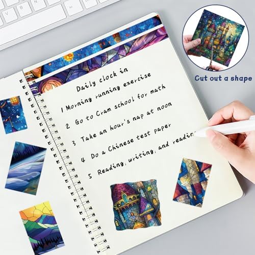6x6" Cardstock Single Sided Scrapbooking,Craft Decorative Scrap Book Paper | 160gsm,24-Sheet 12Patterns Colored Paper,Junk Journal Supplies,Vivid Origami Papers DIY Craft Gift Wrapping Album.StainedGlas