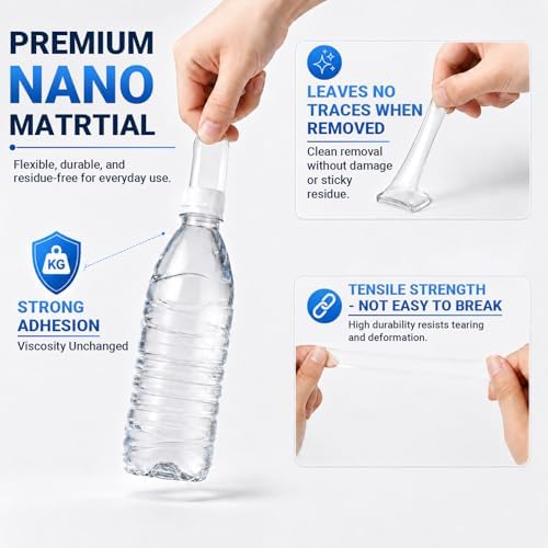 80 PCS Nano Double Sided Adhesive Pads,Waterproof No Damage Removable Heavy Duty Mounting Tapes,Clear Residue-Free Extra Strong Sticky Pads for Walls,Hanging Pictures,DIY Craft Home Office