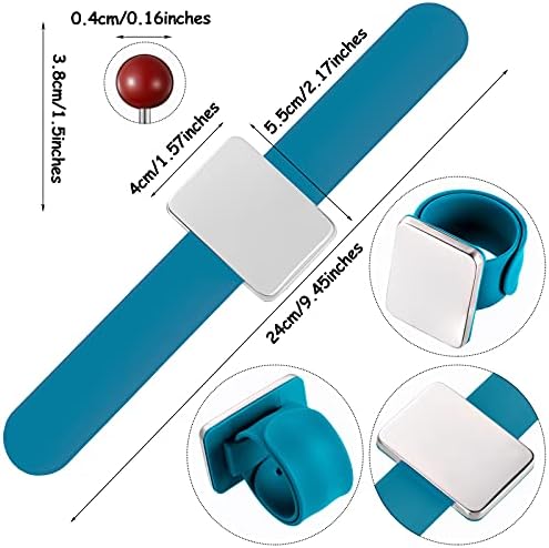 WILLBOND Magnetic Wrist Sewing Pincushion with 100 Pcs 1.5" Pins, Dark Blue