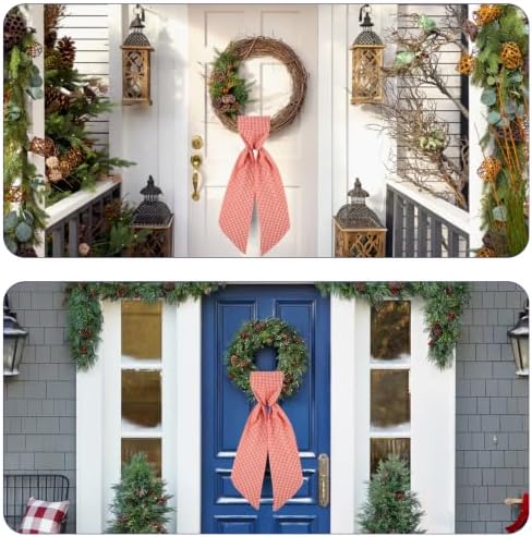 Wreath Sash for Front Door, Buffalo Plaid Fall Sash for Monogram Embroidery, Front Door Porch Decor, Autumn Thanksgiving Wreath Accessories, 5'' W x 54'' L