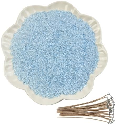 CoolCrafts Sand Wax Candle with Wicks 2 LB Pearled Sand Candle Bulk for Candle Making, Wedding Decor, Crafts - Light Blue