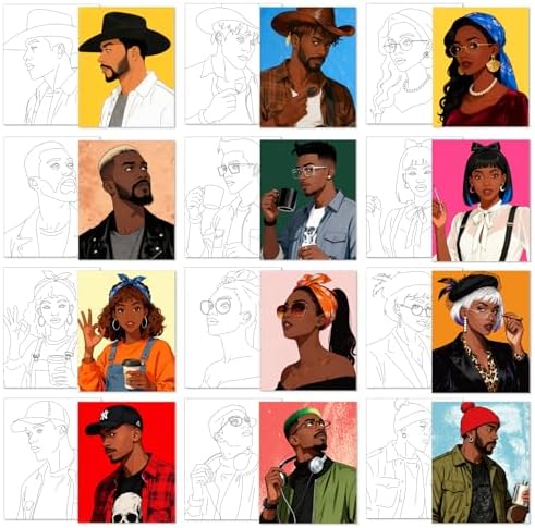 12Pcs Pre Drawn Canvas Boards to Paint for Adults, 8 X 10 Inch Pre Printed Canvas, Couples Sip and Paint Date Night Activity, Valentine's Day Painting