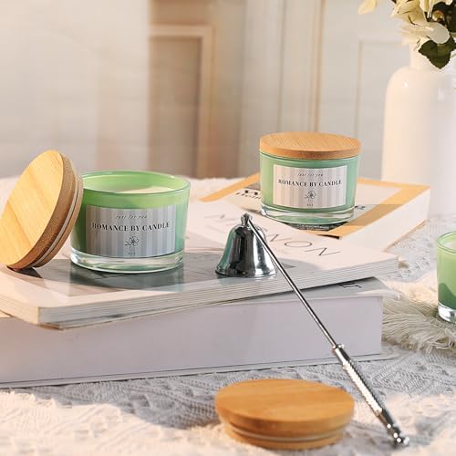 12 Pcs 4 oz Green Glass Candle Jars with Lids& Labels for Candle Making
