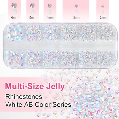 6000Pcs Resin Rhinestones for Crafting with 10ml B7000 Jewelry Glue, 1 Box Flatback Crystals Diamond (White AB) for Bedazzling Crafts DIY Nail Art Non Hotfix Gems for Clothing Shoes Tumblers