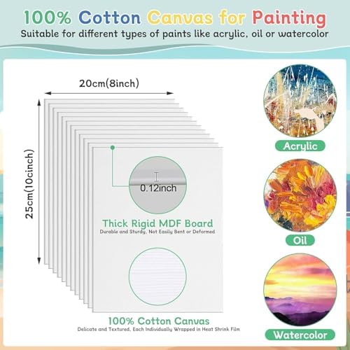 120pcs 8x10 Inch Painting Supplies Kit, 12 Colors Mini Acrylic Paint Set
