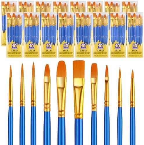 Paint Brushes Set, 160Pcs Round Pointed Tip Artist Paintbrushes for Acrylic Painting Oil Watercolor Canvas Boards Rock Body Face Nail Art, Halloween Pumpkin Ceramic Crafts Supplies，Blue