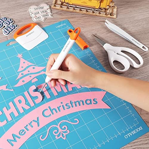 DOOHALO Brayer Roller Vinyl Weeding Tools Compatible with Cricut Crafting Basic Accessories Set Kit for Silhouette Weeding Scraper Spatula Tweezers Scissors Basic Tools Bundle for Sewing