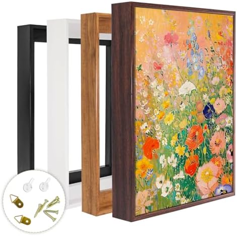 Floating Frames for Canvas, Wood-Look Frames for 1.25" Thick Canvas Paintings, Floater Frame Kit Available in 50 Sizes and 4 Colors for Room Wall Decor and Art Decor (18x18inch Black 1-Pack)