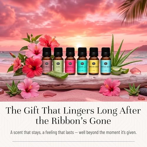 P&J Trading Fragrance Oil Hawaiian Set | Hibiscus, Island Life, Hawaiian Ginger, Tropical Breeze, Plumeria, Aloe Scents for Candle Making, Freshie, Soap Making Supplies, Diffuser Oil Scents