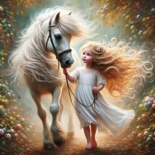 Yezavesu Diamond Art Kits for Adults, Horse Diamond Painting Kit for Beginners, 5D DIY Round Full Drill Painting with Gem Art Craft Kits for Home Wall Decor 14x14 Inch