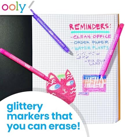 Ooly Make No Mistake Glittery Erasable Markers, Set of 12