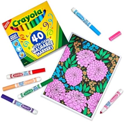 Crayola Ultra Clean Washable Markers (40ct), Teacher School Supplies for Kids, Broad Line Colored Markers, Art Marker Set, Ages 3+