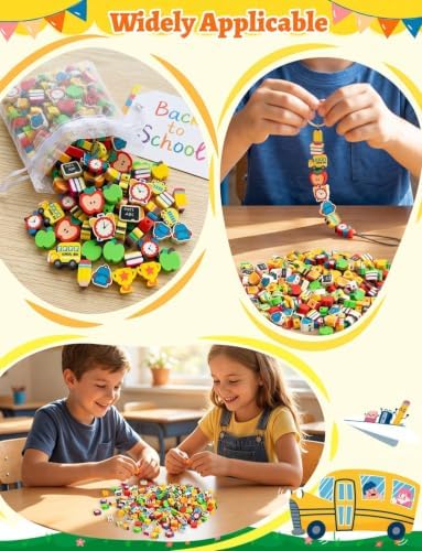 200 Pcs Back to School Polymer Clay Beads, Jewelry Making Teacher Beads