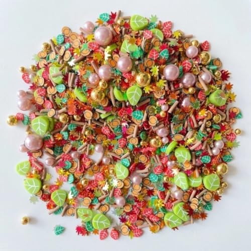 100G Polymer Clay Sprinkles for Crafts, Thanksgiving Pumpkin Embellishments for DIY Crafts Nail Art Lip Gloss Supplies Cellphone Decoration Accessories (Coffee)