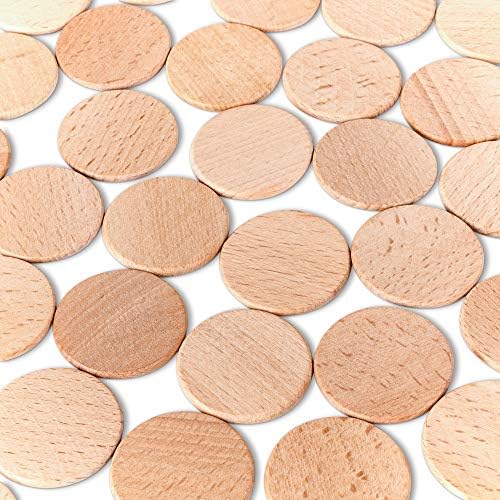 Super Z Outlet Round Unfinished 1.5" Wood Cutout Circles Chips for Arts & Crafts Projects, Board Game Pieces, Ornaments (100 Count)