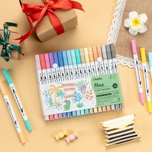 Ohuhu Adult Coloring Book Markers 36 Pastel Colors Water-Based - Maui