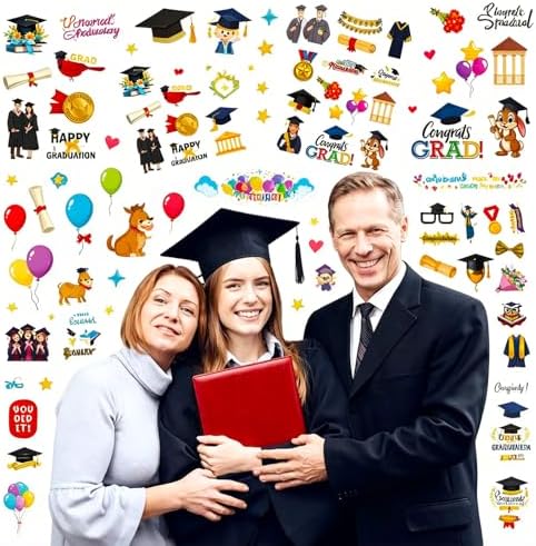2026 Graduation Stickers,16Sheets Class of 2026 Stickers for Graduation Decorations, Graduation Party Decorations 2026, Waterproof Vinyl Stickers for Water Bottle, Laptop, Graduation College Stickers