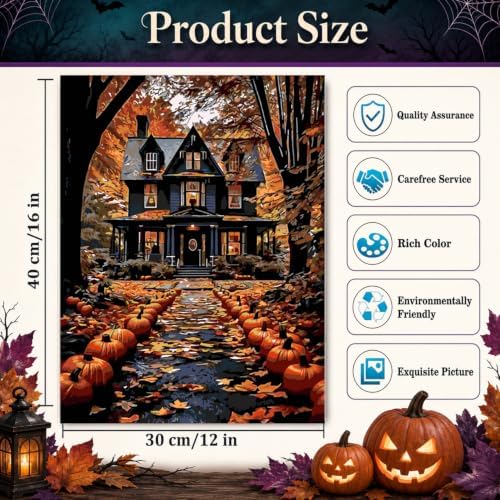 Halloween Paint by Numbers Kit for Adults,Haunted House Paint by Number