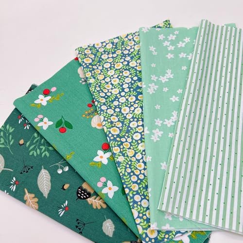 Cotton Fabric DIY Making Supplies Quilting Patchwork Fabric Fat Quarter Bundles DIY for Quilting Cotton Patchwork Cushions (42pcs Green, 9.8" x 9.8")