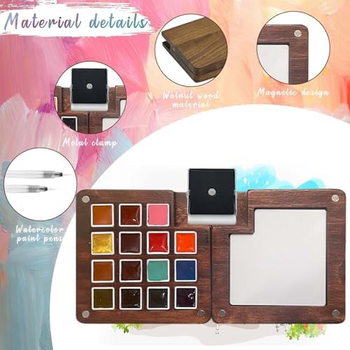 Travel Watercolor Paint Set - Pocket 15-Color Mini Kit with Sketch Pad