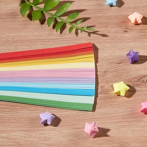 Star Origami Paper, Lucky Star Decoration Paper Strips DIY Hand Art Crafts (7 colors light (540 sheets))
