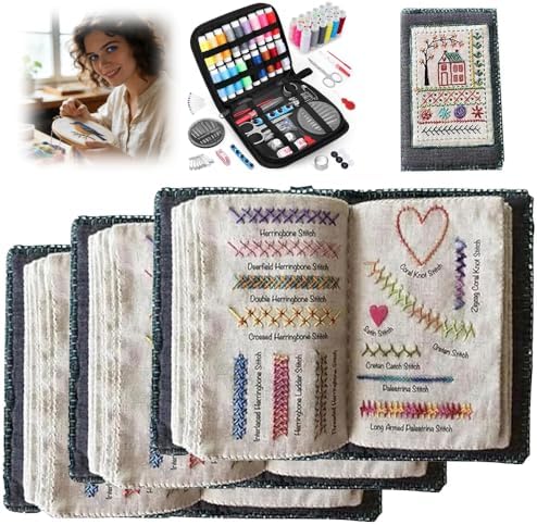 OYSMY Embroidery Stitch Book Kit,2026 New Embroidery Kit with 86 PCS Sewing Kit,Includes Illustrated Guide to 106 Universal Embroidery Stitches for Beginners and Craft Lovers(3 Set)