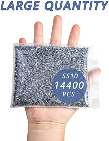 Beadsland Hotfix Rhinestones Bulk, Crystal, SS10, 14400pcs