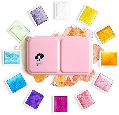 Paul Rubens Watercolor Paint, 12 Assorted Colors with Glitter Sparkle Effect, Professional Grade for Aritsts Adults Begginners, Portable and Compact Art Supplies