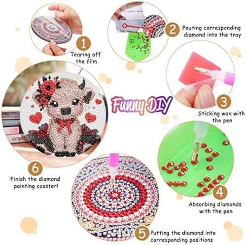 8 Pack Diamond Art Coasters,Highland Cow Diamond Painting Coasters Kits