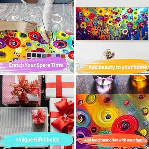 YALKIN Paint by Number for Adult Kits, DIY Abstract Wild Flower Oil Acrylic Painting Kits for Adults Beginners on Canvas for Home Wall Decor Gifts 40x90CM/15.8x35.4in (No Frame)