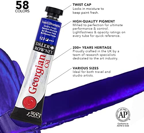 Daler Rowney Georgian 10-Tube Introductory Artist Oil Paint Set - Painting Set for Canvas Paper and More - Oil Painting Supplies for Artists and Students - Oil Paints for All Skill Sets