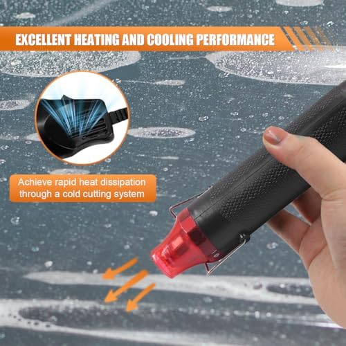 220V 300W Mini Heat Gun, Portable Electric Hot Air Gun with Stand & Power Cord, Handheld Heating Tool for Car Vinyl Wrap, Drying Paint, Epoxy Resin, DIY Embossing(Black)