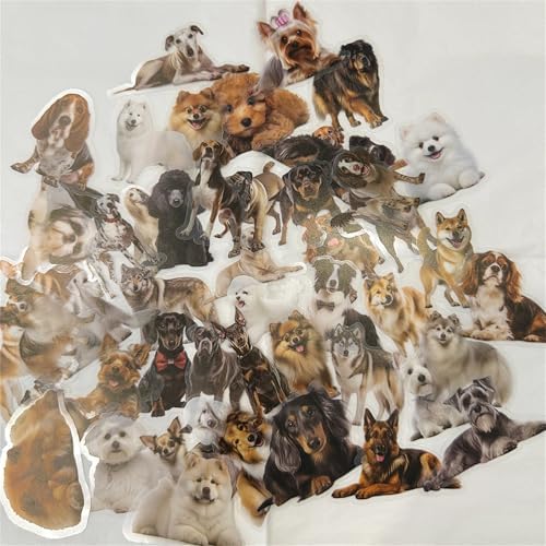 50 Cute Dog Stickers for Scrapbooking, Self-Adhesive Scrapbooking Stickers Supplies Journal Stuffers for Adult Card Making Letters DIY (Dog)