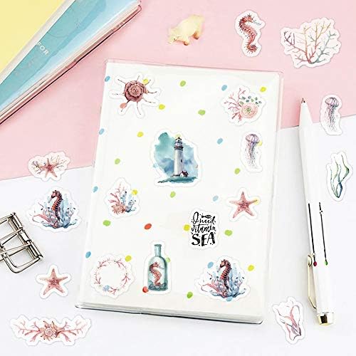 Yoksas 320 Pcs Watercolor Washi Stickers - Forest Nature, Ocean Animals, Sea Beach Aesthetic Stickers for Scrapbooking, Planners, Calendars, Bullet Journal