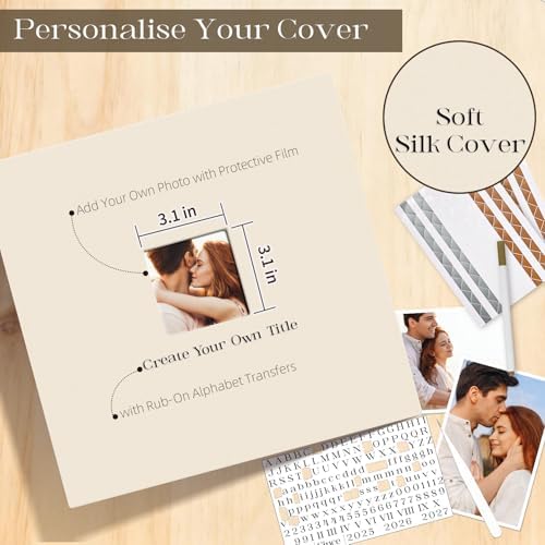 Vienrose Linen Scrapbook Photo Album Kit, Large 3 Ring Binder Scrapbook with 30 Plastic Sleeves, 15x13 Inch DIY Memory Book for Wedding, Anniversary, Family & Kids Keepsake Gift, Beige