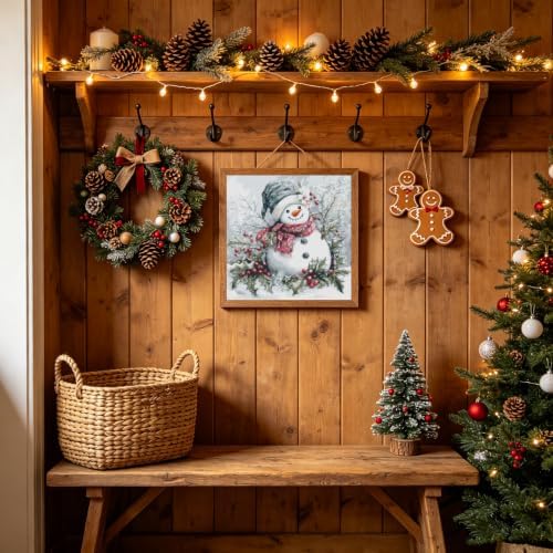 KYOQFVN Christmas Stamped Cross Stitch Kit - Snowman Counted Cross Stitch Kits for Beginners Adults, DIY Needlepoint Cross-Stitch Patterns Dimensions Needlecrafts Embroidery Kits Arts and Crafts