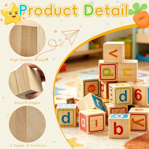 Cheardia 30 Pack 2 Inch Wooden Blocks for Crafts, Unfinished Wood Cubes Square Blank Block for Crafts Making, DIY Decor