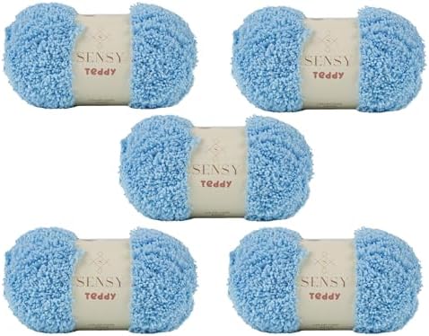 S Sensy Teddy - Micro Polyester Amigurumi Yarn 5 Skeins Baby Blue 109 Yards