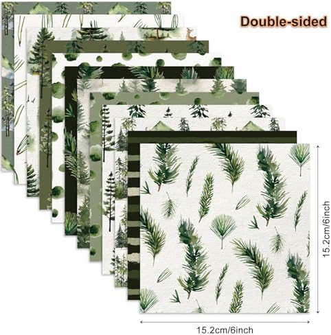 12inch Christmas Scrapbook Paper Forest Animals Patterned Paper,Double-sided Elk Deer Hedgehog Green Leaves Scrapbook Papers,DIY Decopodge Papers, Journal Scrapbooking Supplies, Card Making Supplies .