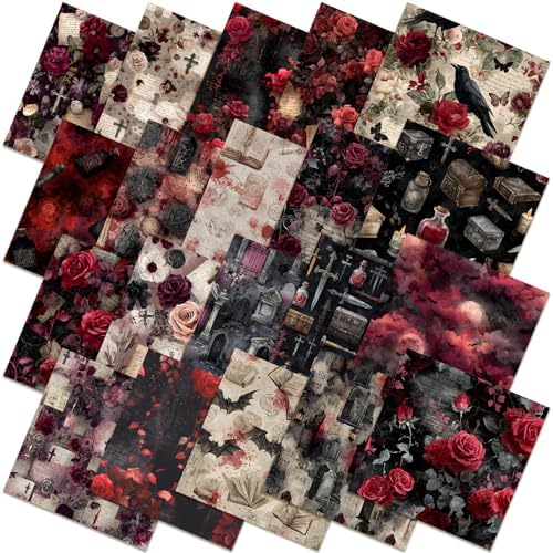 HunnmingRe 20 Pcs 10''x10'' Gothic Halloween Quilting Fabric Squares