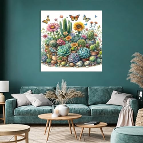 Pxzcrypha Succulent Paint by Numbers Kit for Adults Beginner 16x16inch