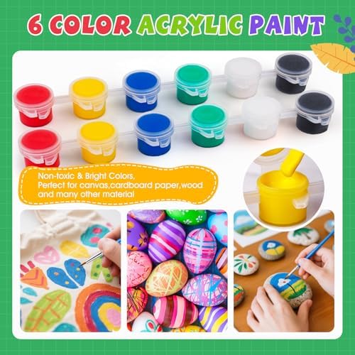 ESRICH 24 Set Mini Acrylic Paint Kit, 5in Mini Canvas with 7.5in Easel