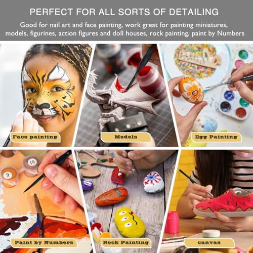 Brusarth Detail Paint Brushes, Miniature Paint Brushes Set, 16 pcs | Model Brushes Micro Detail Paint Brush Set,Fine Detailing for Acrylics,Oils,Watercolors & Paint by Number,Figurine
