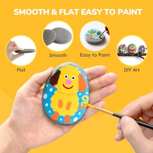Simetufy 100Pcs River Rocks for Painting 3-4 Inch Large Flat Smooth Stones