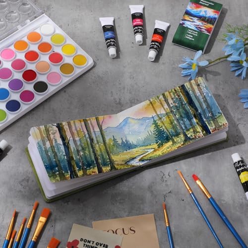 6 x 4in Watercolor Sketchbook Journal Square Watercolor Notebook Green