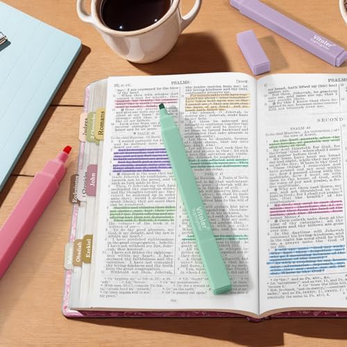 Vitoler Bible Highlighters Assorted Colors,8 Pack,Soft Chisel Tip | cute bright colol,long lasting for bible study,Journaling Planner Notes School Supplies