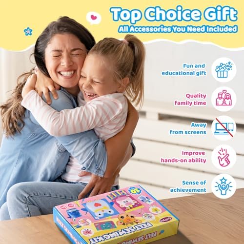 Felt Sewing Crafts for Kids Ages 4-12, 10 DIY Projects Kids Sewing Kit