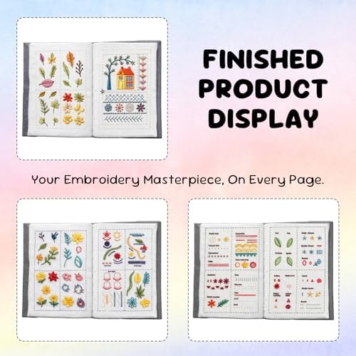 Poeuai 2026 New Embroidery Stitch Book Kit,All-Scenario Embroidery Stitch Book kit, Comes with a Complete Toolkit and Instructional Tutorial, for Beginners and Enthusiast